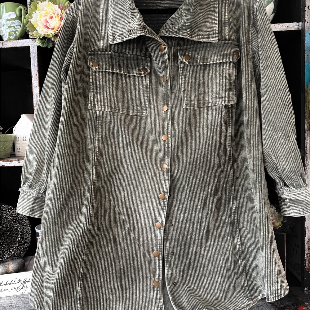 Oli & Hali Olive Green/ Grey Corduroy Utility Jacket